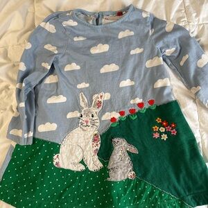 Mini Boden Blue and Green Bunny Dress